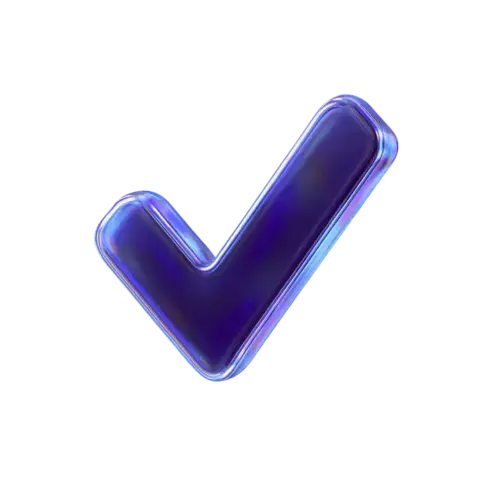 Glass check icon with frost