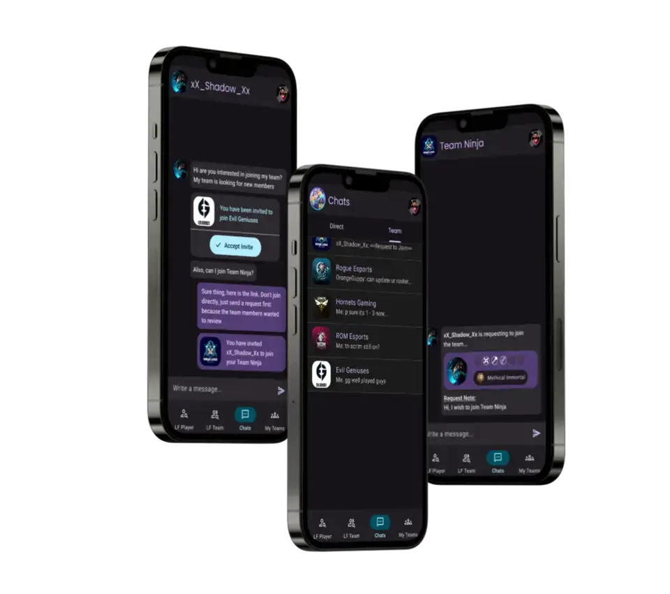 Mockup of chats user interface in the app
